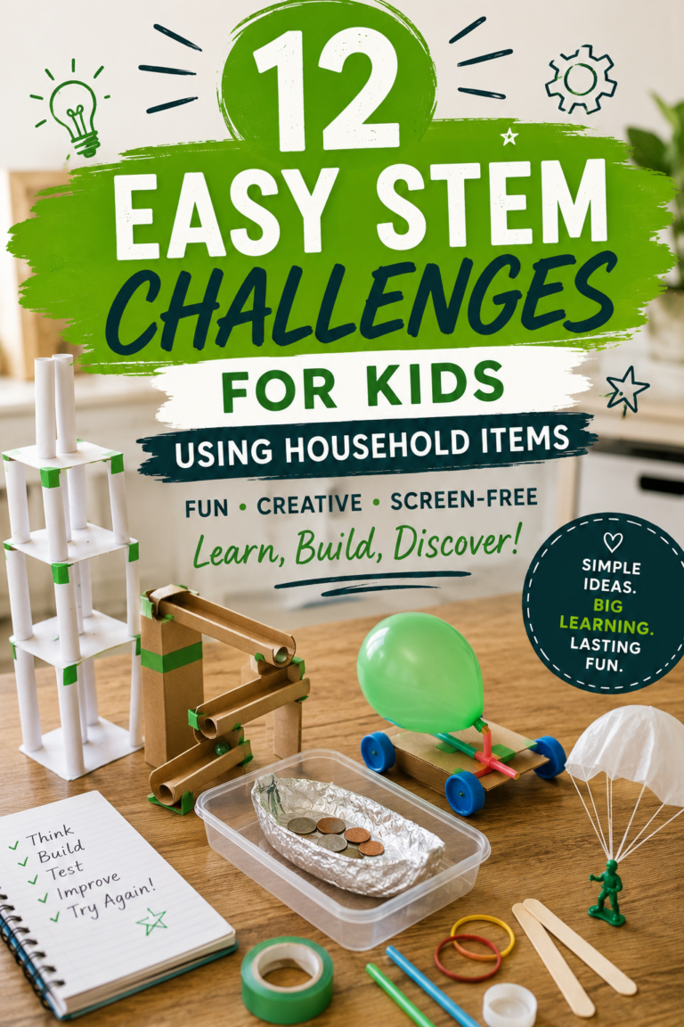 12 Easy STEM Challenges for Kids Using Household Items
